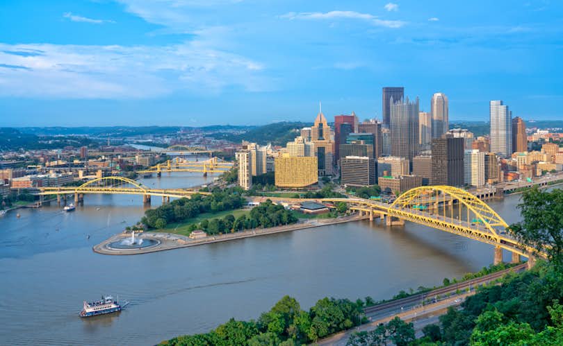 Pittsburgh, PA cityscape view with bridges