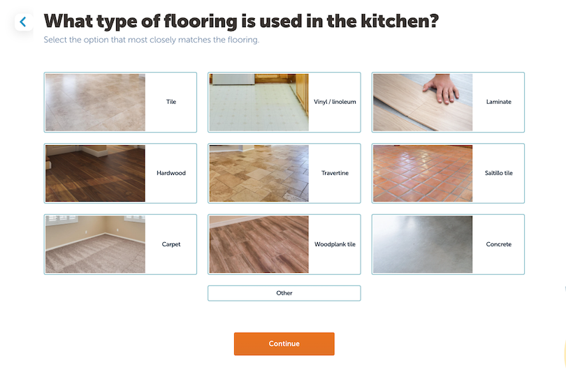 Screenshot of Offerpad submission form asking about flooring. 