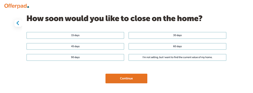 Screenshot of Offerpad submission form asking about the surrounding community.