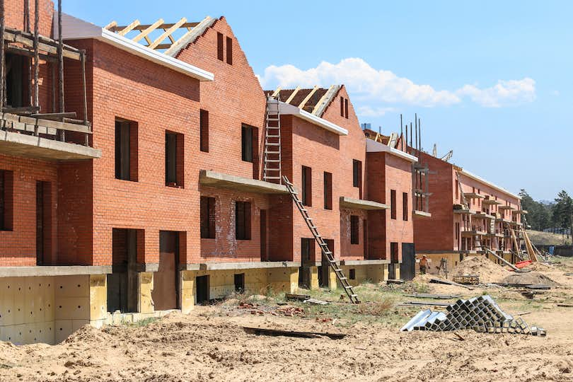 a nearly finished housing construction project