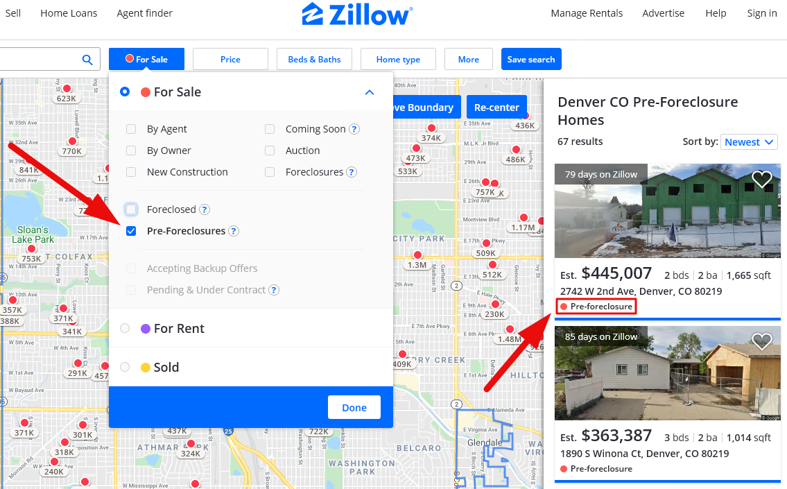 pre-foreclosure properties zillow