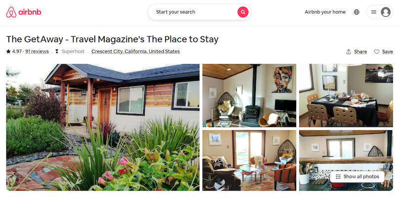 Airbnb listing titled The GetAway - Travel Magazine's The Place to Stay