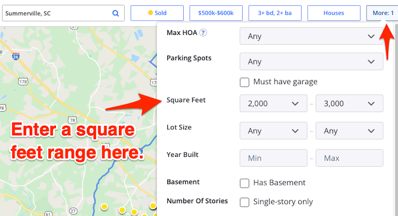 Zillow square footage